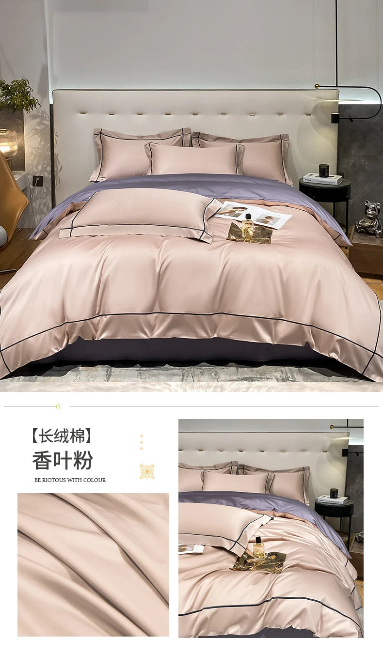 Embroidery Bedding Sets Egyptian Cotton Bed Sheet Set Luxury Duvet Cover Bedsheet Bed Linen Pillowcase 5 Stars Hotel Bedclothes