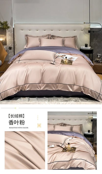 Embroidery Bedding Sets Egyptian Cotton Bed Sheet Set Luxury Duvet Cover Bedsheet Bed Linen Pillowcase 5 Stars Hotel Bedclothes