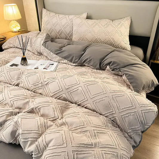 Queen Bedding Set King Size Gray Color Bed Sheet Sets Bedroom Decor Double Size Bed Linen Home Euro Geometric Beds Duvet Cover