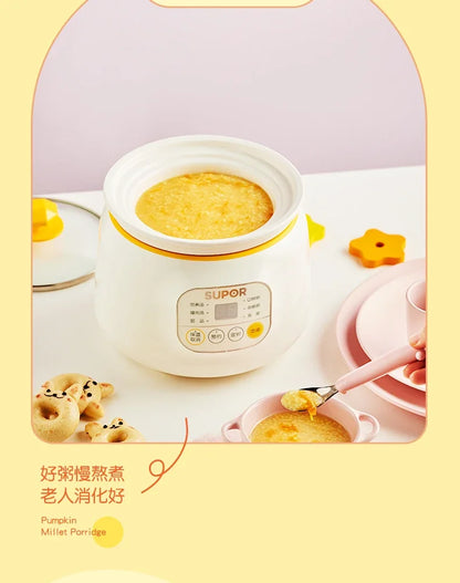 220V Electric Stewpot - Mini Baby Food Pot with Automatic Multifunctional Cooking for Porridge and Stew