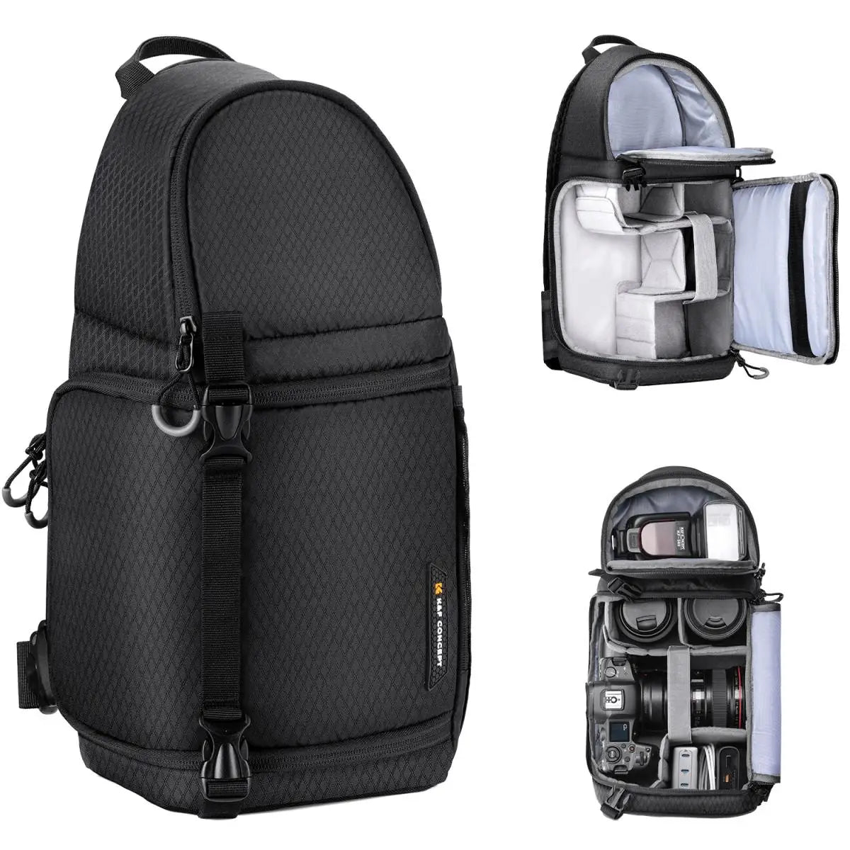 K&F Concept 10L Camera Sling Bag Crossbody Bag Waterproof Camera Shoulder Backpack for DSLR Camera Case with Tripod Holder