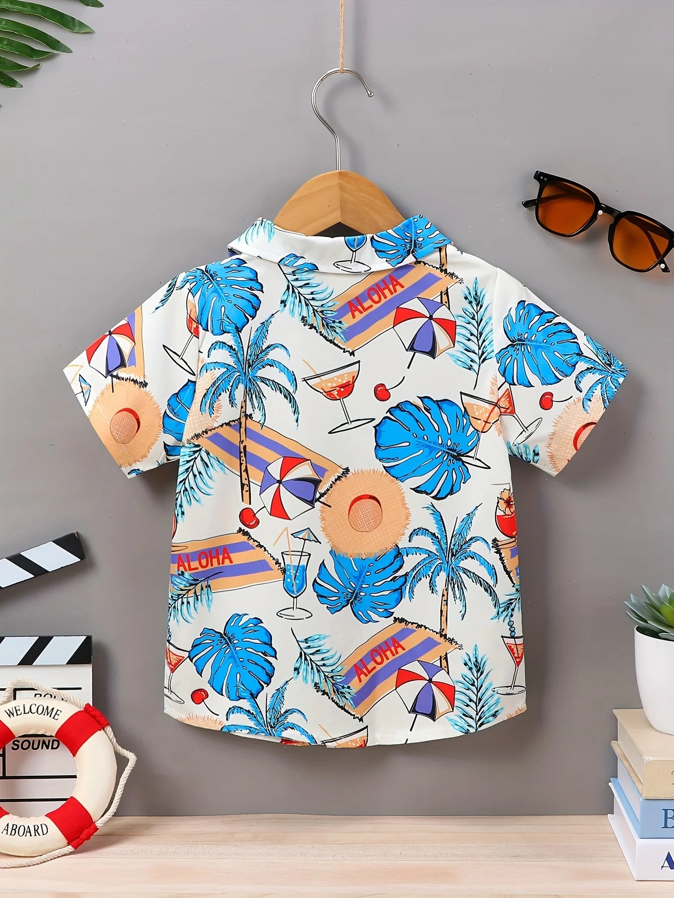 2024 Kids Clothes Boy Summer Shirt Beach and Palm Tree Theme Graphic 3D Print Shirt Casual Lightweight Short Sleeve Tee Shirt