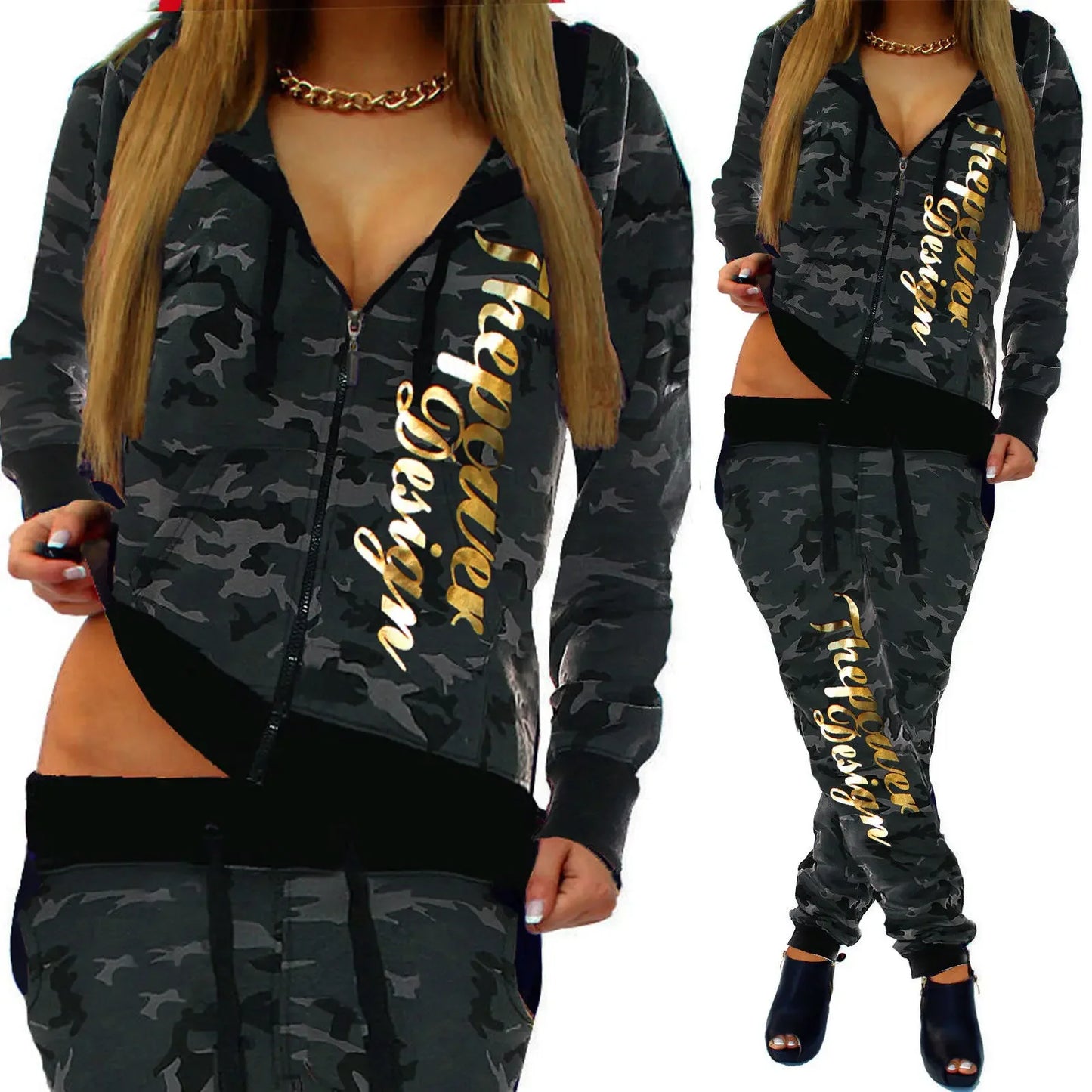 ZOGAA spring new 2 piece set women fashion clothing women 2019 Casual camouflage street style  sweatsuits for women Plus S-3XL