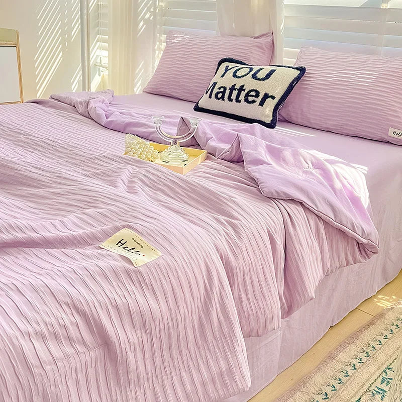 Summer quilt, bubble wash cotton color block bed sheet summer quilt, double bed cooling blanket, air conditioning quilt