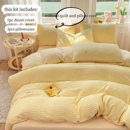 3pcs Soft Duvet Cover Set (1*Duvet Cover + 2*Pillowcase, Without Core), Bubble grid Print Bedding Set, Soft Comfortable