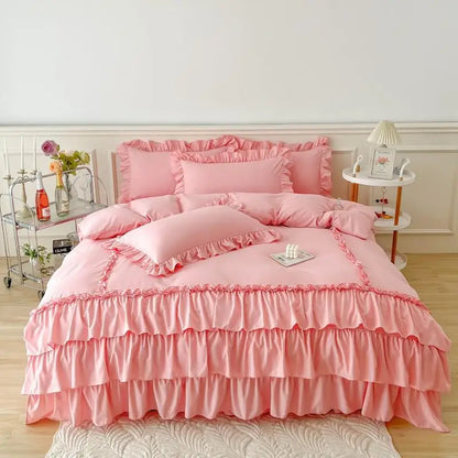 Ruffle Duvet Cover Queen Twin 100%Washed Microfiber 3pcs Bedding Duvet Cover Set, Shabby Chic Farmhouse Duvet Cover Pillow shams