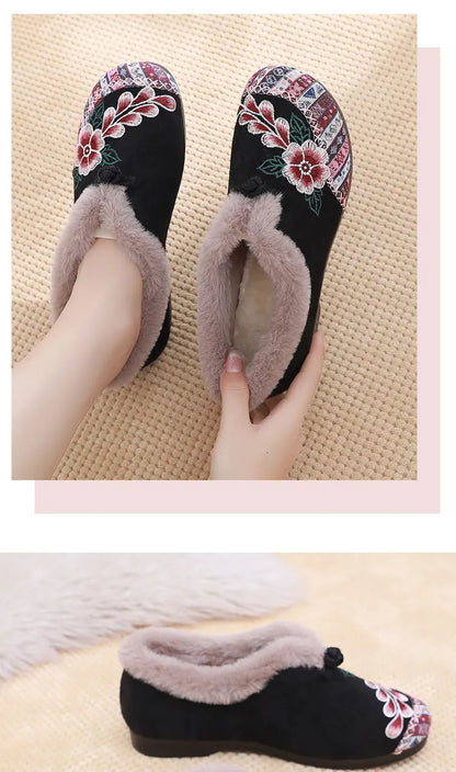 Winter Women's Fashion Non-Slip Flat Shoes Lightweight Casual Soft Snow Shoes Comfortable Plugging Thickening Warm Shoes