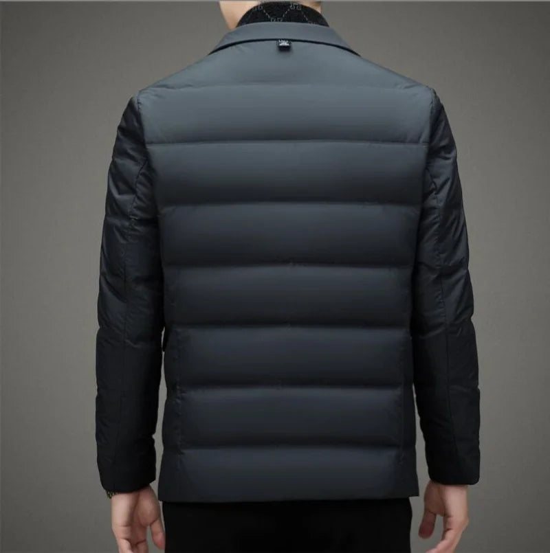 Down Suit Men's 2023 New Middle-aged Men's Winter Warm Western Duck Down Suit Winter Suit Jacket