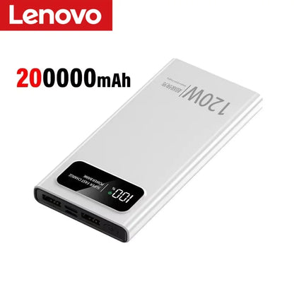 Lenovo 200000mAh Fast Charging 120W Power Bank Super Ultralarge Capacity Mobile Power External Battery For iPhone Xiaomi Vivo