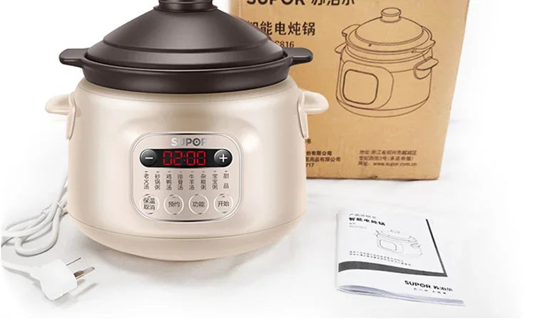 Electric stew pot, household purple ceramic soup and porridge pot, automatic porridge cooking artifact, casserole stew cup