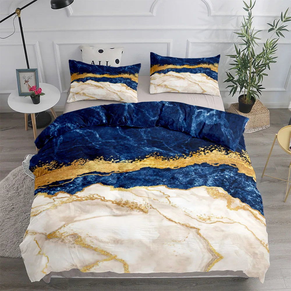 Abstract Fluid Marble Stone Duvet Cover Set King Queen Double Full Twin Single Size Bed Linen Set