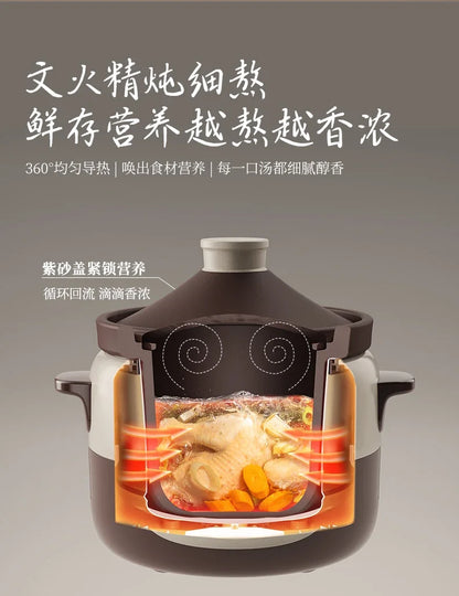 220V Multi-Functional Electric Stewpot with High Capacity, Purple Clay Pot for Stewing, Pot Roasting and Soup Cooking