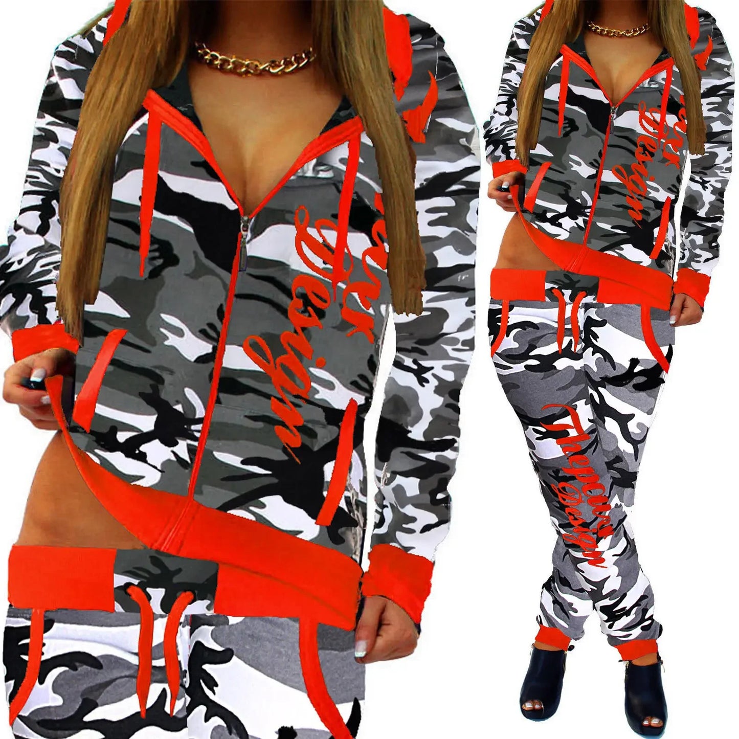 ZOGAA spring new 2 piece set women fashion clothing women 2019 Casual camouflage street style  sweatsuits for women Plus S-3XL