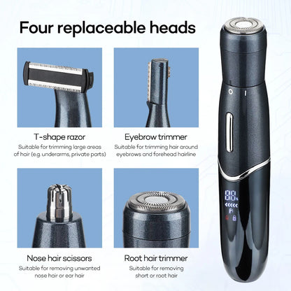 4 in 1 Rechargeable Men Electric Nose Ear Hair Trimmer Painless Women Trimming Sideburns Eyebrows Beard Hair Clipper Cut Shaver