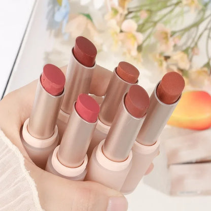 Matte Misty Lipstick 6 Colors Waterproof Non Sticky Cup Lip Stick Lasting Moisturizing Velvet Nude Lip Tint Makeup Cosmetics