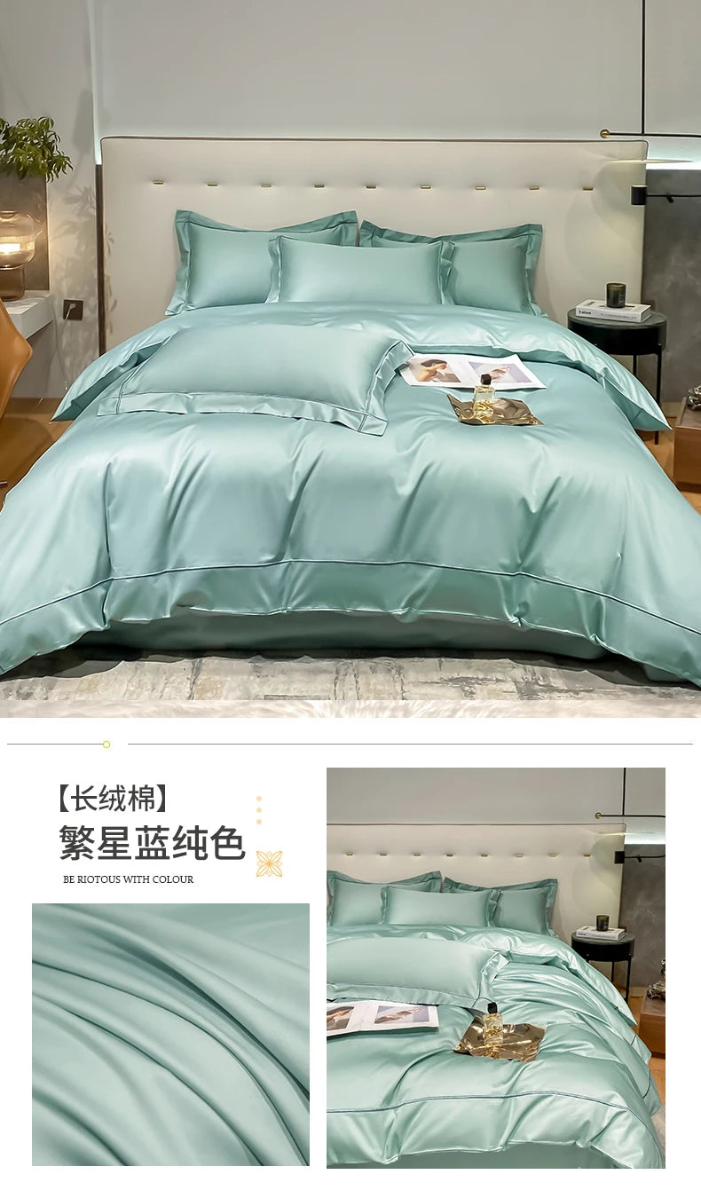 Embroidery Bedding Sets Egyptian Cotton Bed Sheet Set Luxury Duvet Cover Bedsheet Bed Linen Pillowcase 5 Stars Hotel Bedclothes