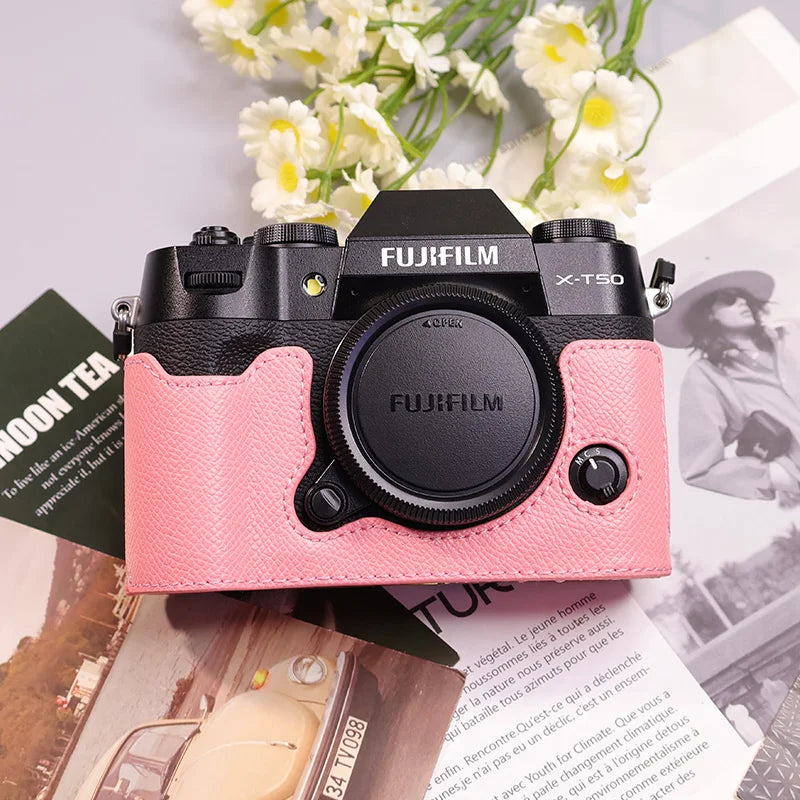 Suitable for Fuji X-T50 camera leather base micro single retro simple protective base leather cover wrist strap accessories