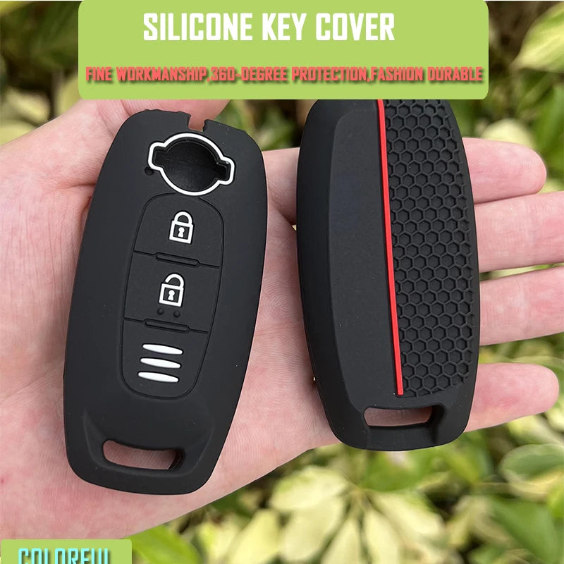 2 Buttons Silicone Car Key Cover Skin Protector Case Bag for Nissan X-trail T33 Qashqai J12 Teana 2022 2023 Keychain Accessories