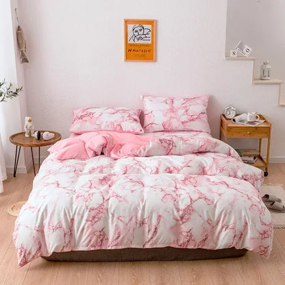 Marble Print Queen Bedding Set King Size Brushed Duvet Cover Set Soft Single Double Bed Quilt Cover Set Bedding Sets No Sheets