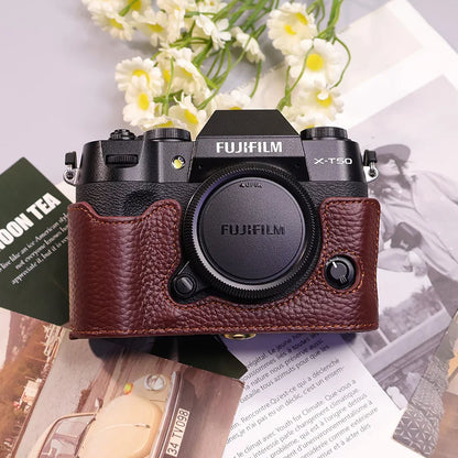 Suitable for Fuji X-T50 camera leather base micro single retro simple protective base leather cover wrist strap accessories