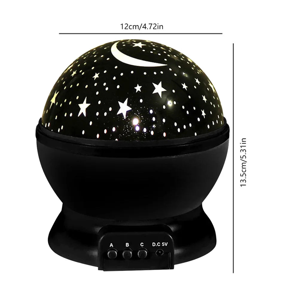 Star Moon Projector Night Light Starry Sky Projection Lamp Rotating Atmosphere Light Baby Sleeping Light USB Battery Powered