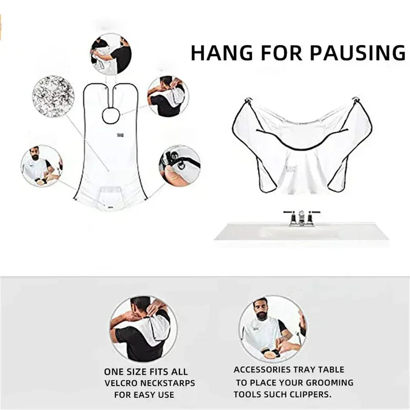 Man Bathroom Apron Male Beard Apron Razor Holder Hair Shave Beard Catcher Waterproof Floral Cloth Bathroom Cleaning Gift for Man