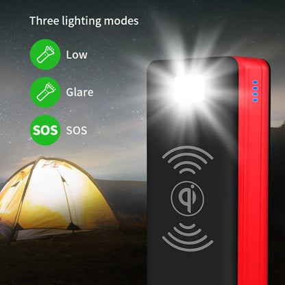 60000mAh Wireless Solar Power Bank Portable Phone Charger 4USB Outdoor Large Capacity External Battery for IPhone Xiaomi Samsung