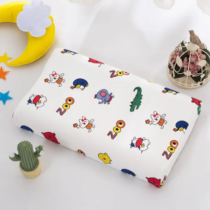 Soft Cotton Pillowcase Children's Latex Pillowcase Baby Cartoon Rubber Memory Pillow Cover Dinosaur Cushions Cover Home Decor