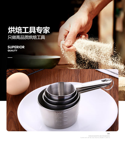 4 Pcs Stainless Steel Measuring Cups Kitchen Baking Tools Measuring Spoon Set Coffee Spoon Milk Powder Spoon with Scale