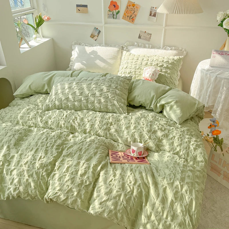 3pcs Soft Duvet Cover Set (1*Duvet Cover + 2*Pillowcase, Without Core), Bubble grid Print Bedding Set, Soft Comfortable