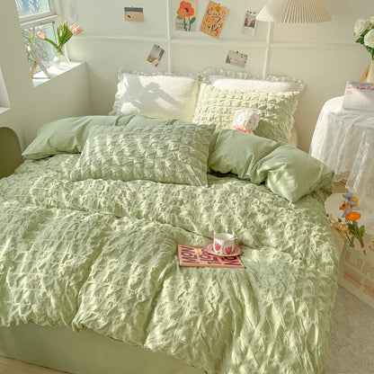 3pcs Soft Duvet Cover Set (1*Duvet Cover + 2*Pillowcase, Without Core), Bubble grid Print Bedding Set, Soft Comfortable