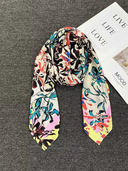 Foreign trade original order, Spanish fashion brand, new product, embroidered and printed multi style large square scarf