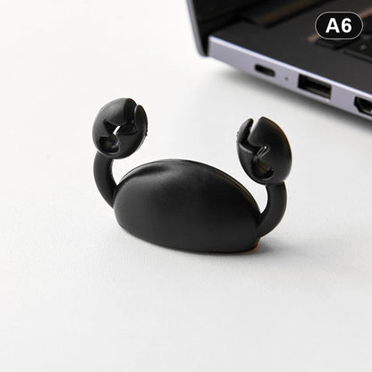 Cute Crab Cable Organizer Clip Data Cable Stand Mobile Phone Charging Cable Organizers Fixer Desk Self-Adhesive Wire Tidy Holder