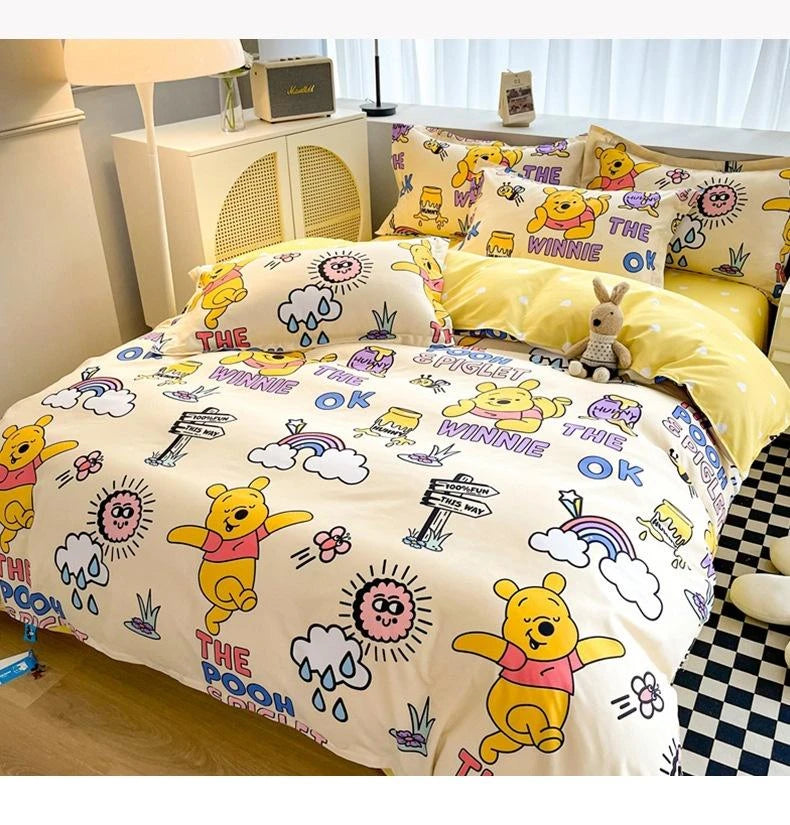 Disney Mickey Minnie Lotso Bedding Set Duvet Cover Bed Sheet Pillowcase Bedsheet Double Single King Queen Twin Size Home Textile