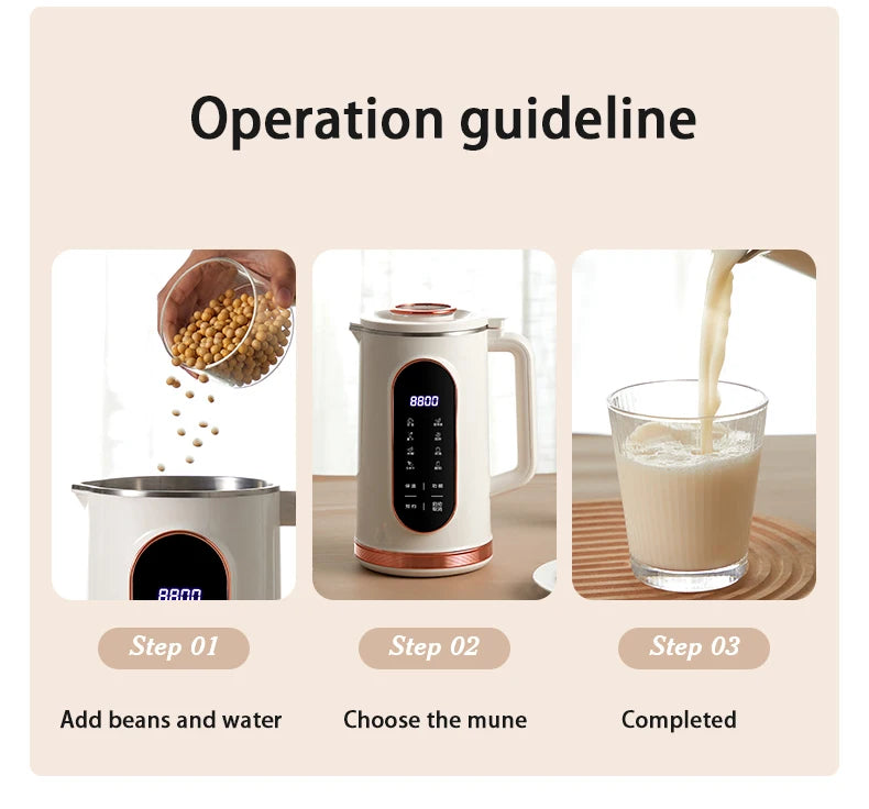 Soybean Milk Machine Electric Juicer Blender Mini Soy Milk Maker Home Wall Breaking Machine 10-leaf Blade Kitchen Appliances