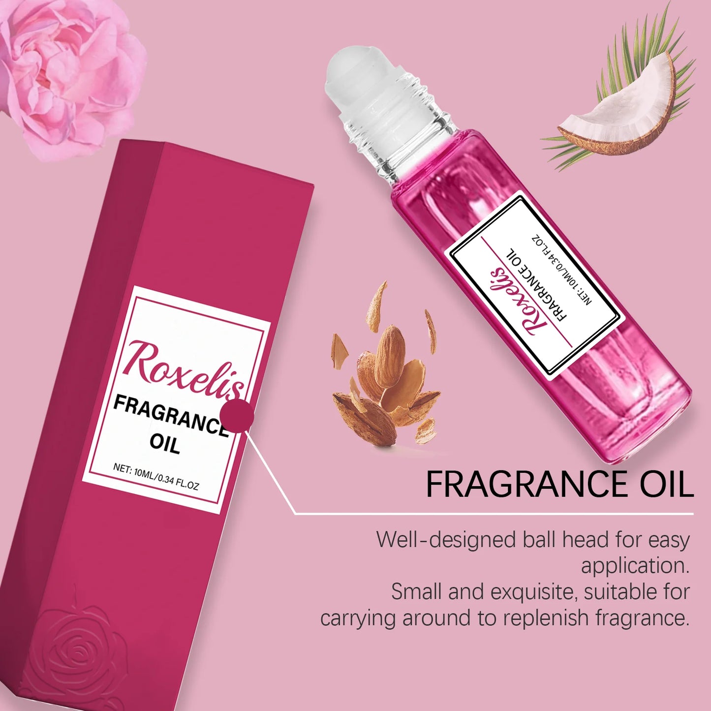 ROXELIS Rose Fragrance Oil Ball Bearing Perfume Women Pheromone Perfume Long-lasting Cologne for Women to Attract Men