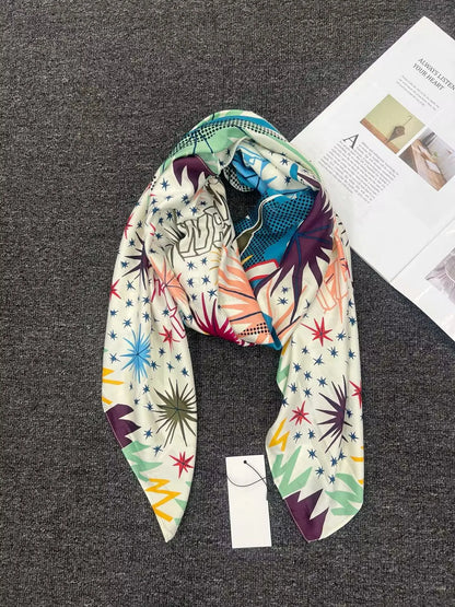 Foreign trade original order, Spanish fashion brand, new product, embroidered and printed multi style large square scarf