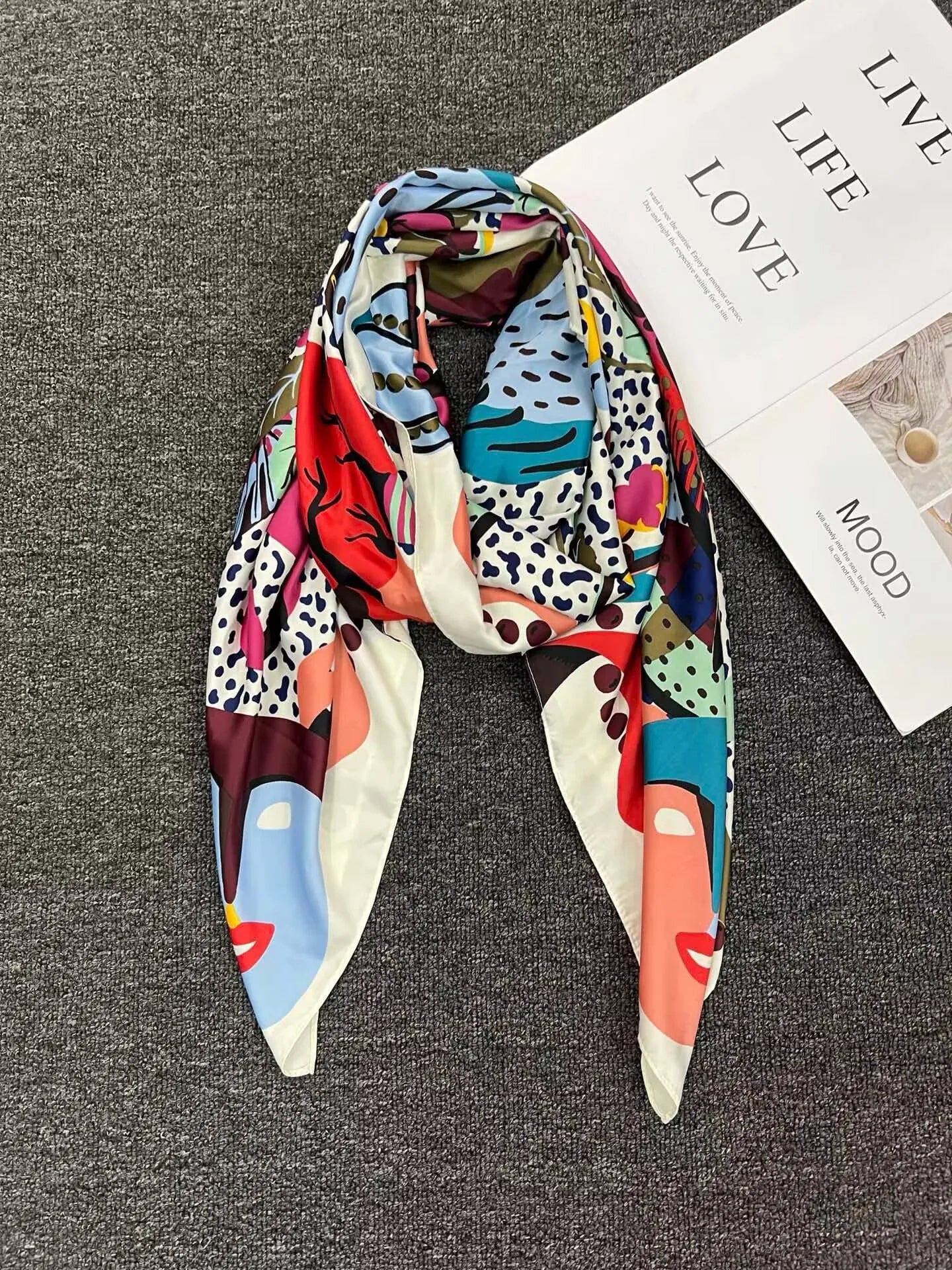 Foreign trade original order, Spanish fashion brand, new product, embroidered and printed multi style large square scarf