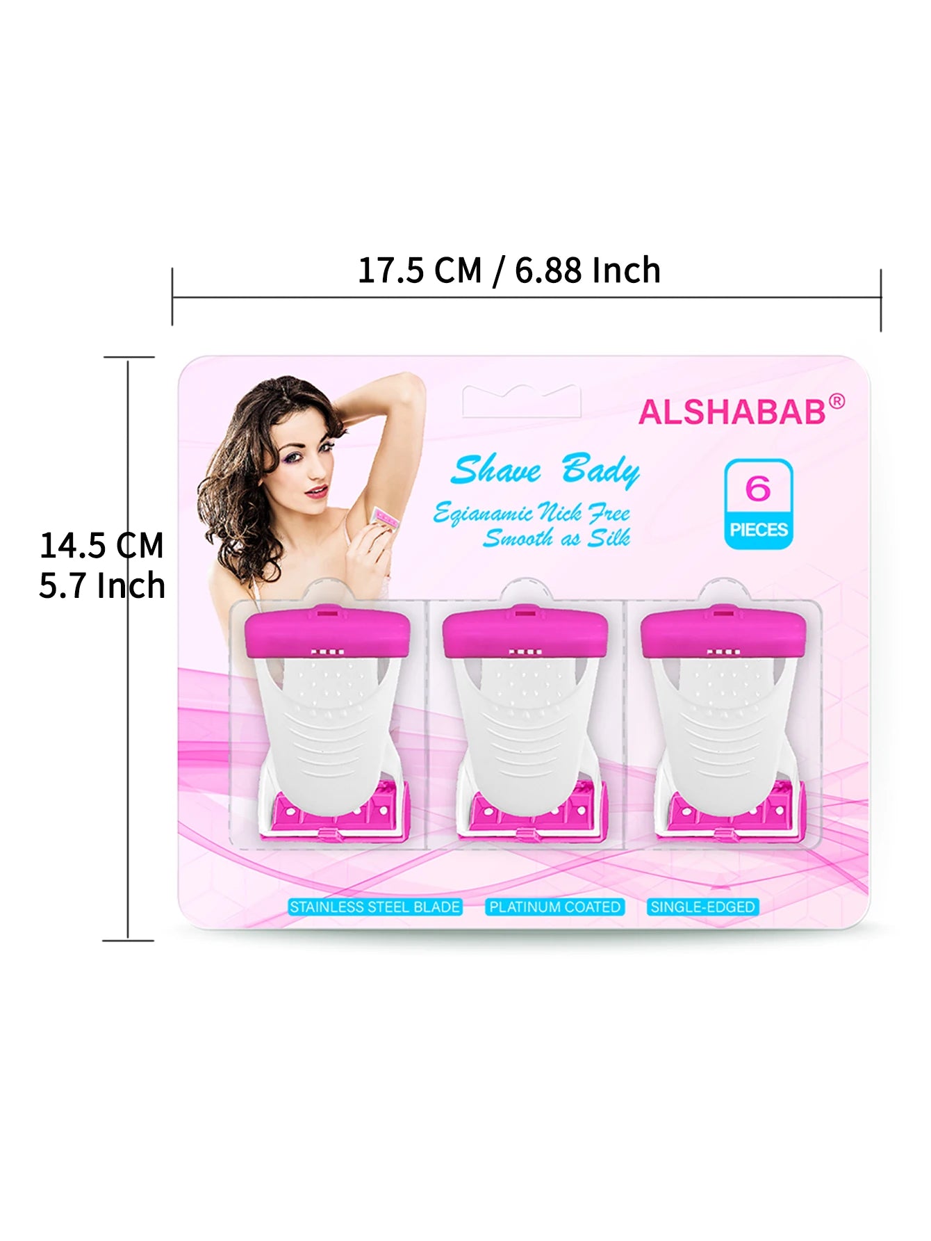 ALSHABAB 6PCS Set Disposable Razor for Women Shaving 1 Blade Stainless Body Bikini Hair Removel Tool Pink Color Manual Shaver