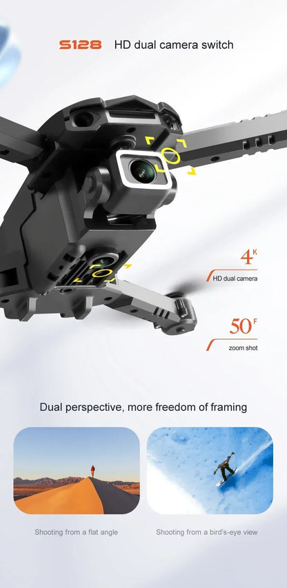 New S128 Mini Drone 4K Professional HD Camera switching Three Obstacle Avoidance Air Pressure Fixed Height Foldable Quadcopter