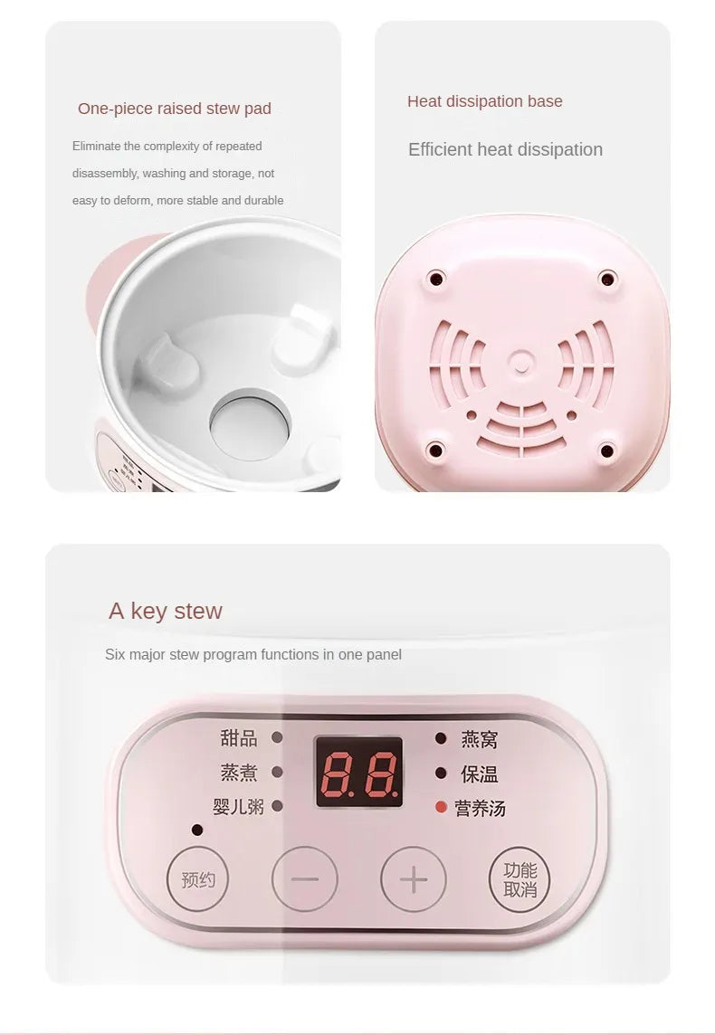 110V Appliances Electric Stewpot Porridge Soup Pot Ceramic Electric Stew Pot Household Automatic Intelligent Small Stew Pot