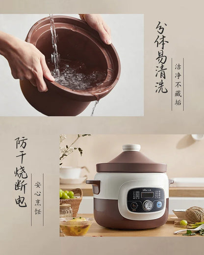 220V Multi-Functional Electric Stewpot with High Capacity, Purple Clay Pot for Stewing, Pot Roasting and Soup Cooking