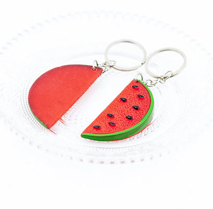 Mini Watermelon Keychain Simulation Fruit Watermelon Food Toy Model Keyring Car Phone Bag Pendant Ornaments Gift Jewelry Trinket