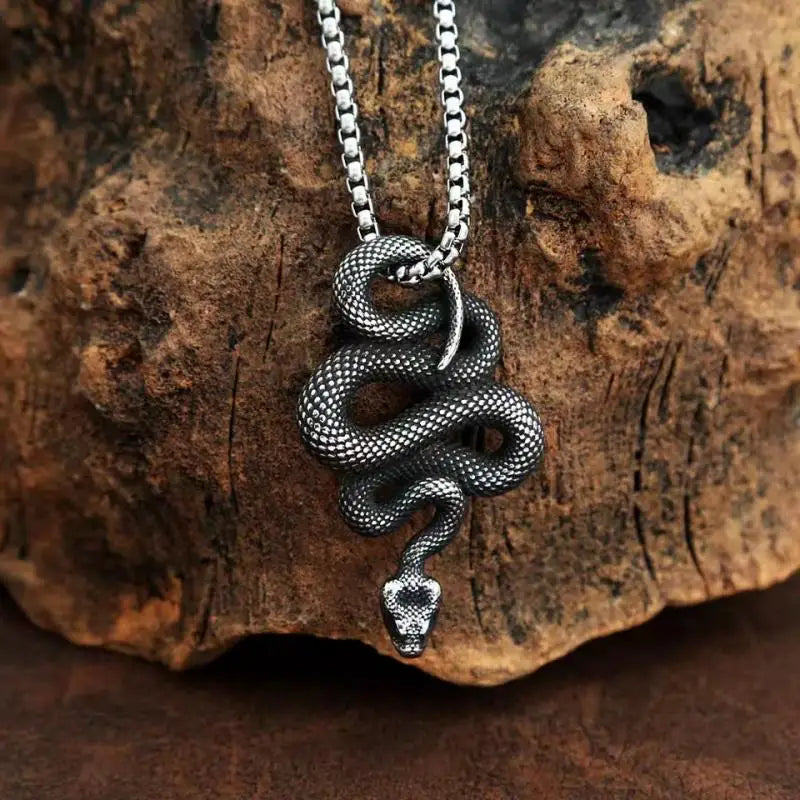 Vintage Viper Necklace Men's Fashion Punk Gothic Coil Python Animal Necklace Men's Bike Jewelry Accessories