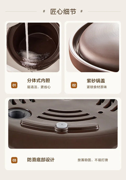 SUPOR 220V Electric Stewpot 3/4L Ceramic Electric Clay Pot Panela Eletrica Cooking Porridge Soup Electric Pot Timing Reservation