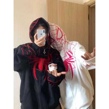 Marvel anime cartoon Spider-Man hooded sweatshirt for women pure cotton new spring and autumn cardigan couple zipper jacket gift