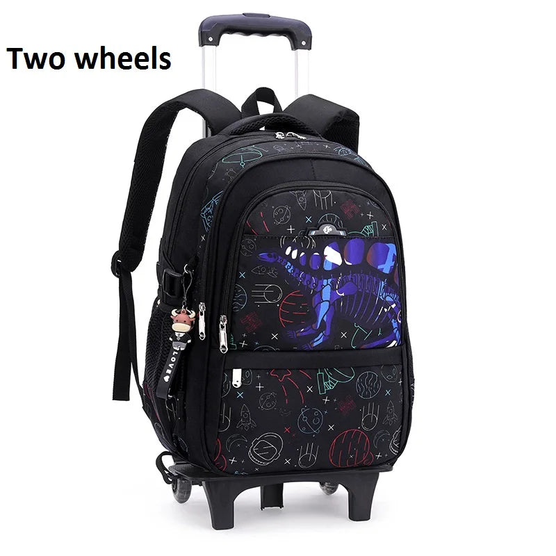 Waterproof School Bags for Boys Trolley Schoolbag Kids' Luggage Book Bags Men Backpack with 6 Wheels Stairs Mochila Escolar Sac