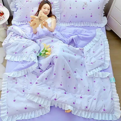 Japan Style Summer Quilt Soft Breathable Quilted Duvet Queen Skin Friendly WashableThin Comforter Lightweight Blanket