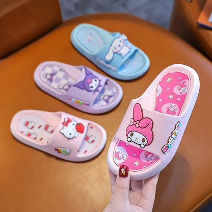 Sanrio Children's Slippers Indoor Bathroom Shower Cool Slippers Parent-child Style Kuromi Hello Kitty One-piece Wholesale Summer