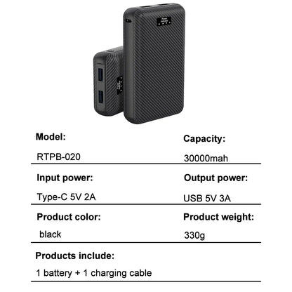 30000mAh Power Bank 5V 3A  Portable Charger Charging Power Supply Phone External Battery For Heated Vest Socks Heated Clothing